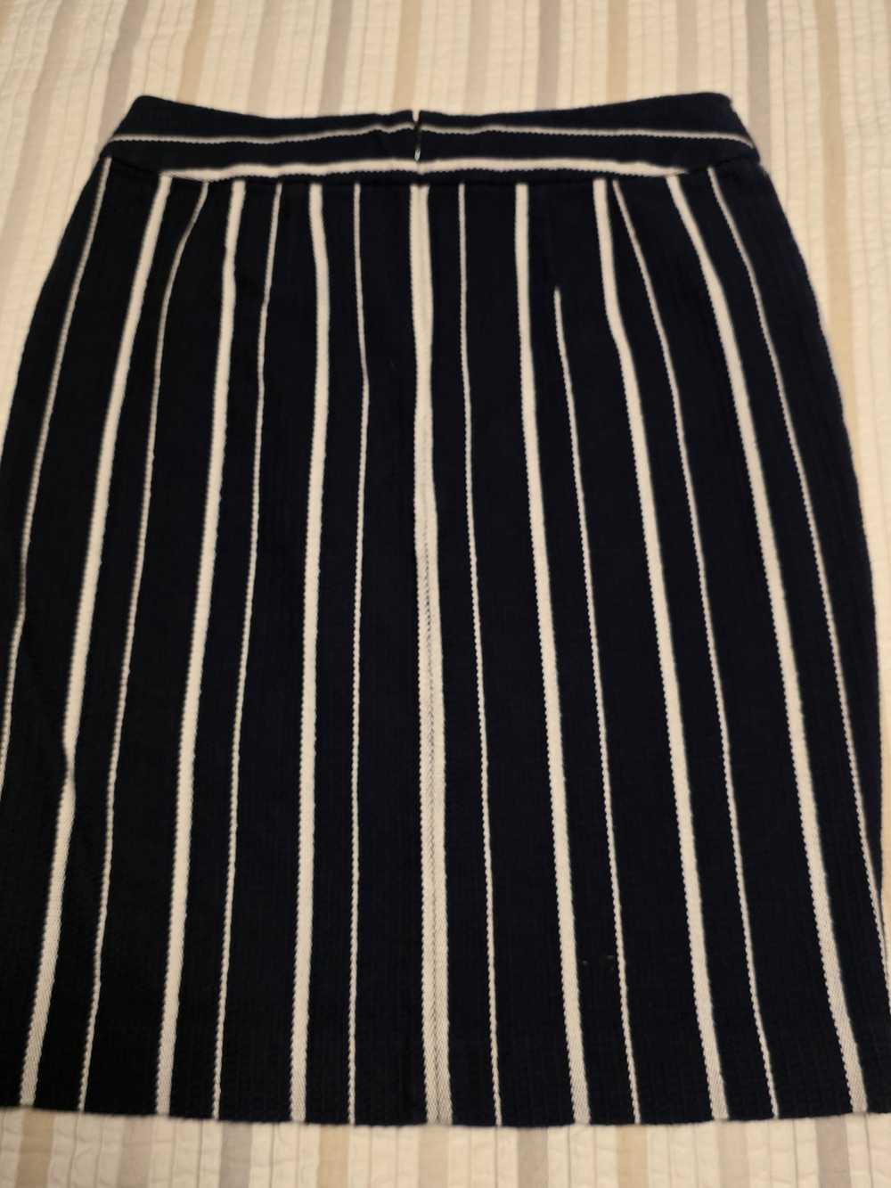 LOFT Navy and White Striped Pencil Skirt - Picture 2 of 6
